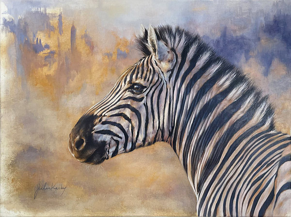 Jules Kesby, zebra, oil painting